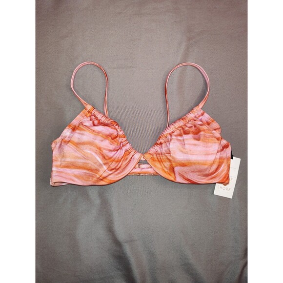 Women's Shade and Shore Upside Down Triangle Bikini Top Pink Tie Dye 34B - Picture 4 of 7